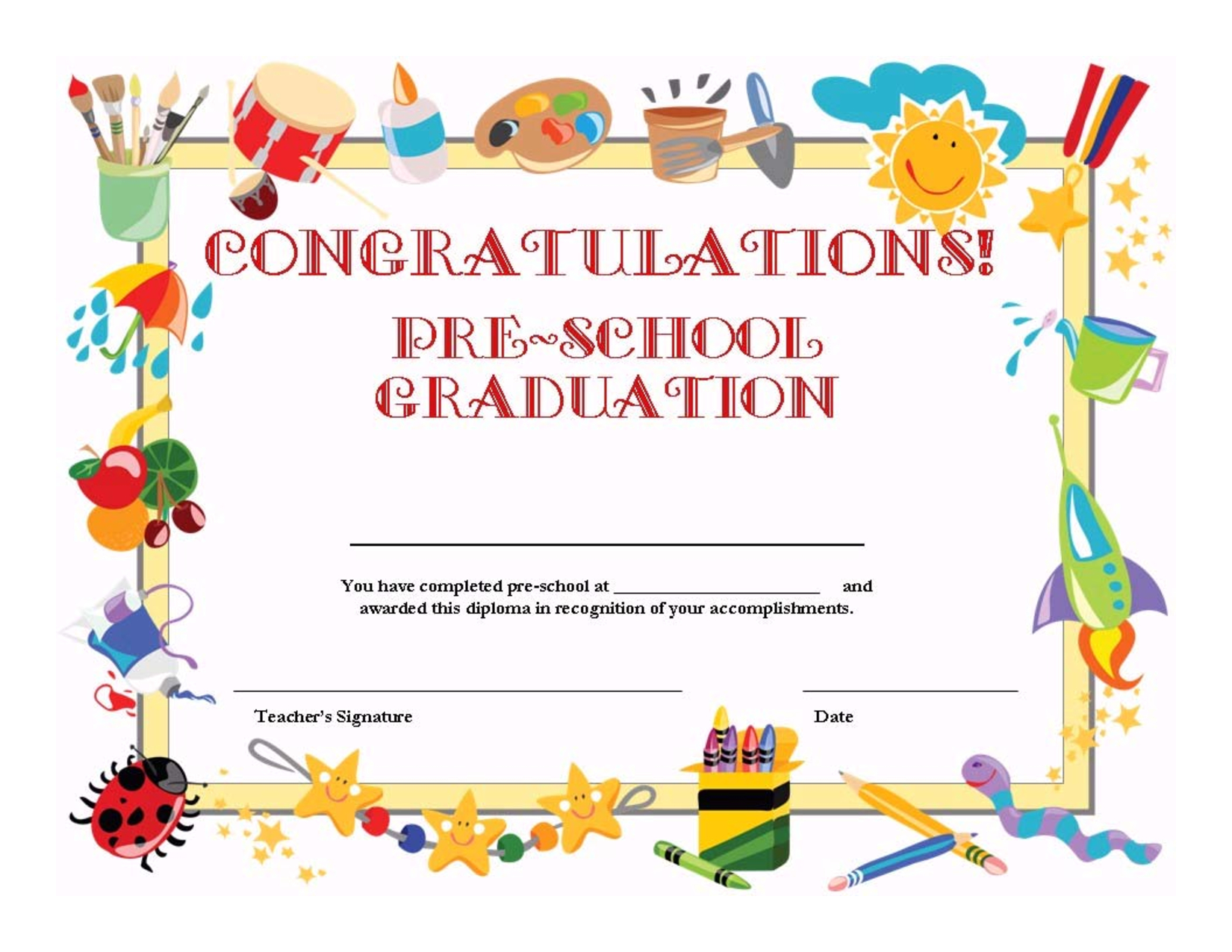 Preschool Graduation Certificate Template Free | Graduation Inside Classroom Certificates Templates