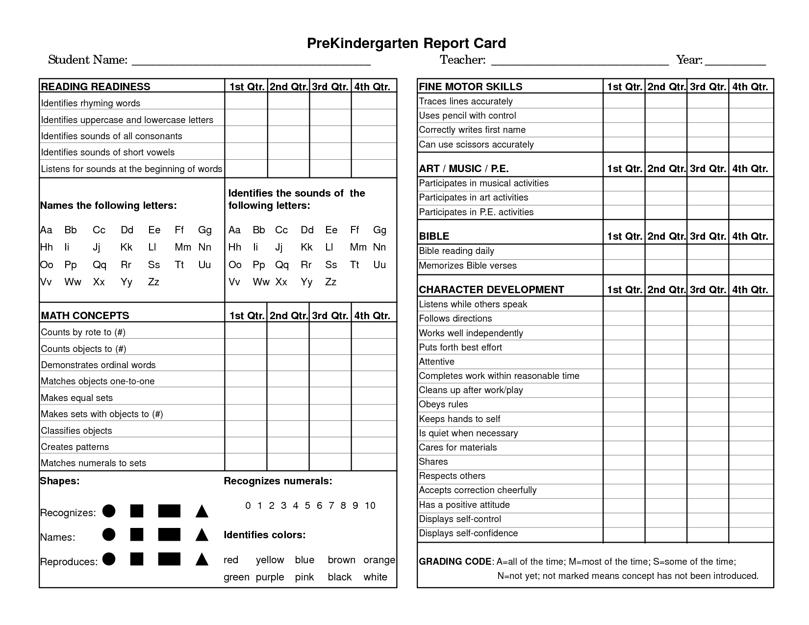 Preschool Progress Report Template | Report Card Template For Kindergarten Report Card Template