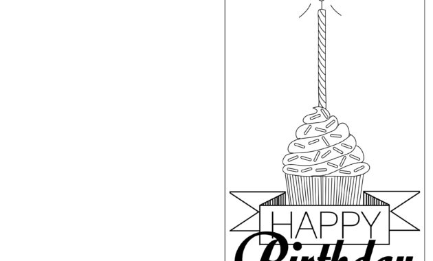 Print Out Black And White Birthday Cards | Birthday Card throughout Foldable Birthday Card Template
