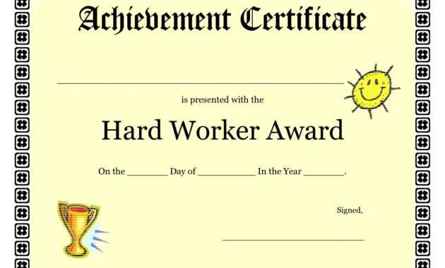 Printable Achievement Certificates Kids | Hard Worker regarding Student Of The Year Award Certificate Templates