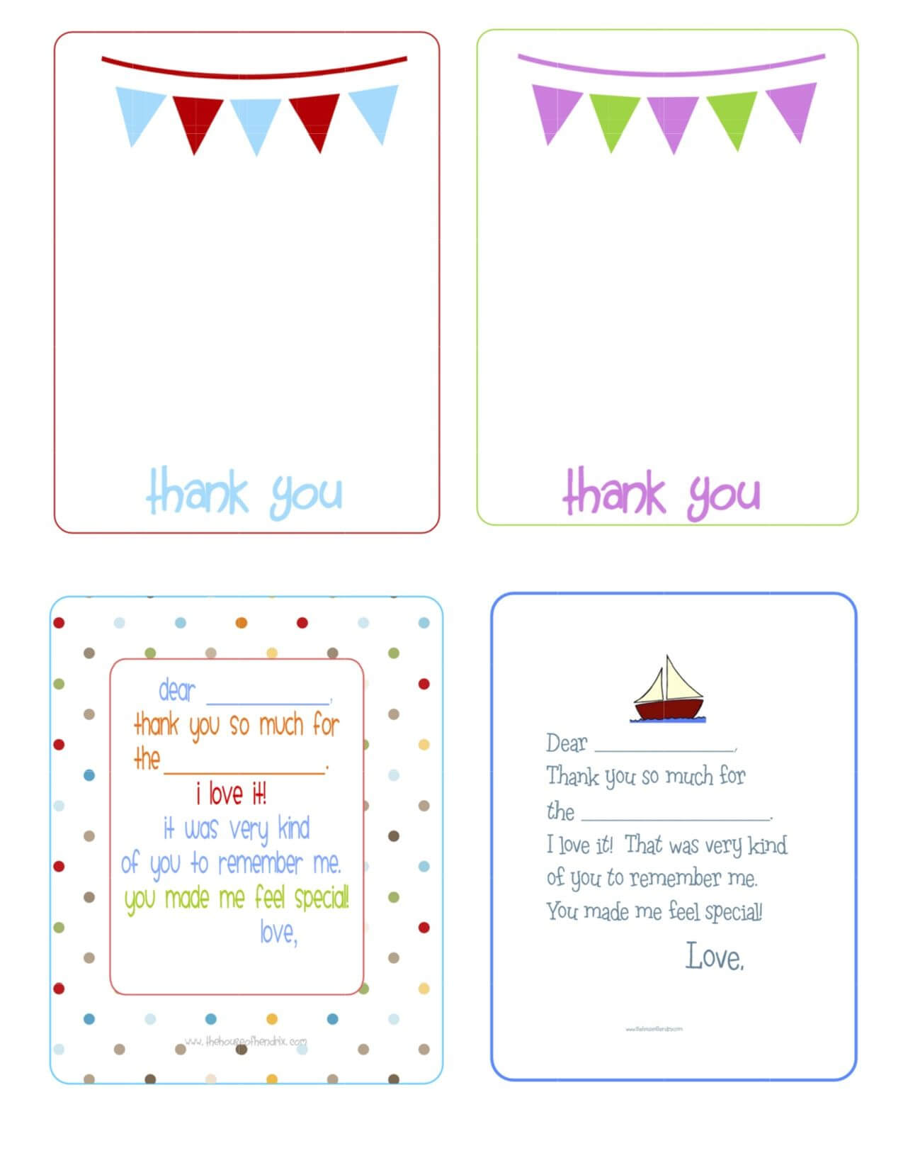 Printable Birthday Thank You Cards – | Birthday Thank You Intended For Thank You Note Cards Template