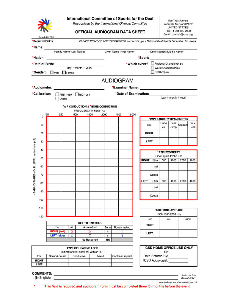 Printable Blank Audiogram Form – Fill Online, Printable With Regard To Blank Audiogram Template Download