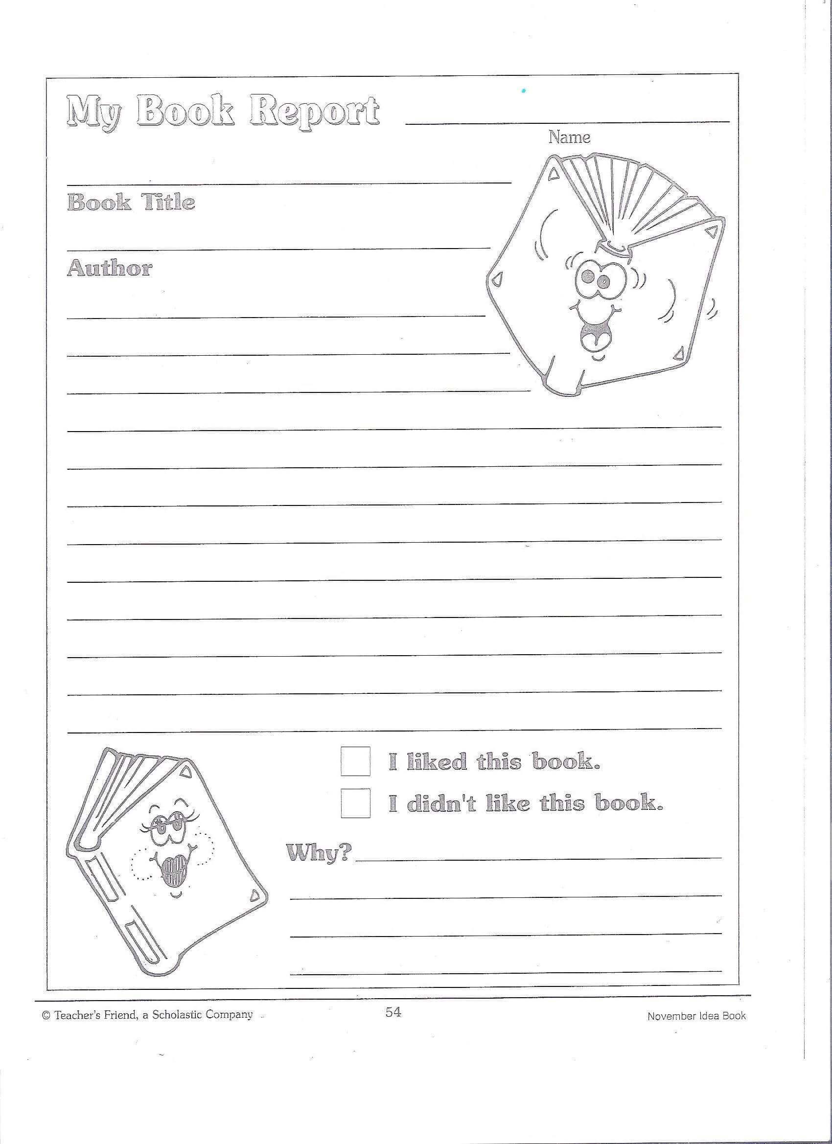 Printable Book Report Forms | Miss Murphy's 1St And 2Nd Regarding 1St Grade Book Report Template