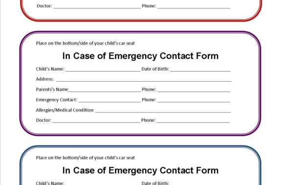 Printable Emergency Contact Form For Car Seat | Emergency intended for Emergency Contact Card Template