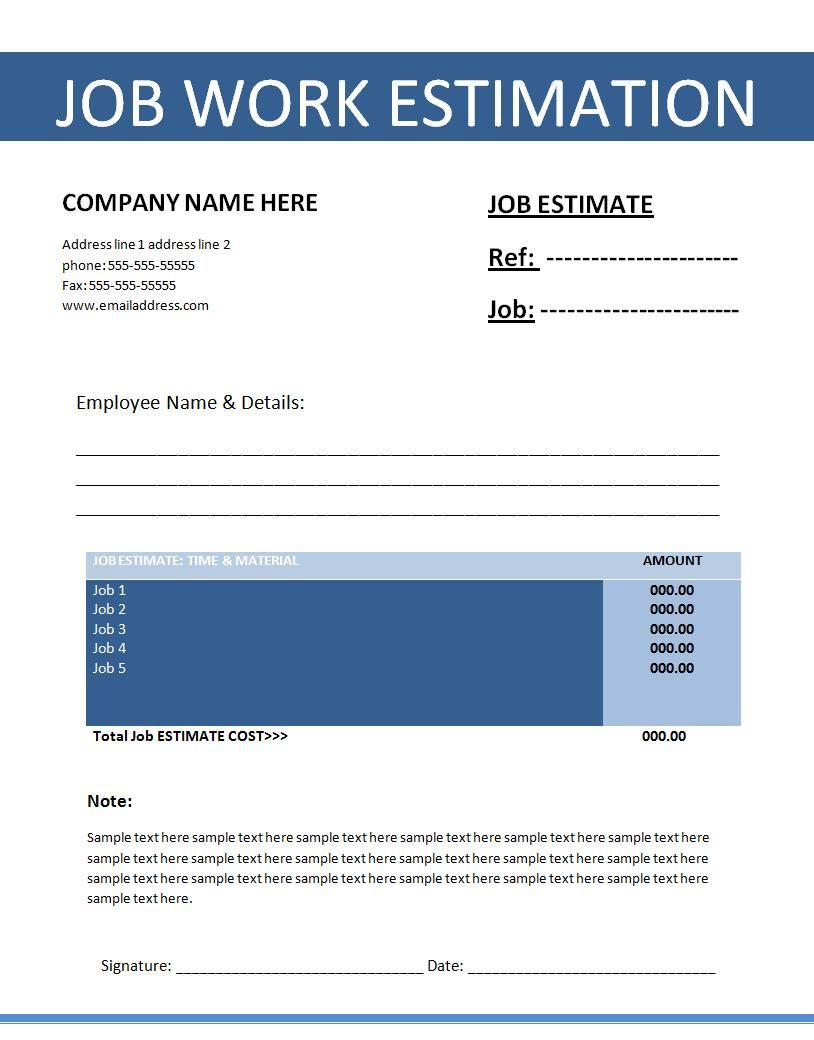 Printable Estimate Templates | Click On The Download Button With Work Estimate Template Word