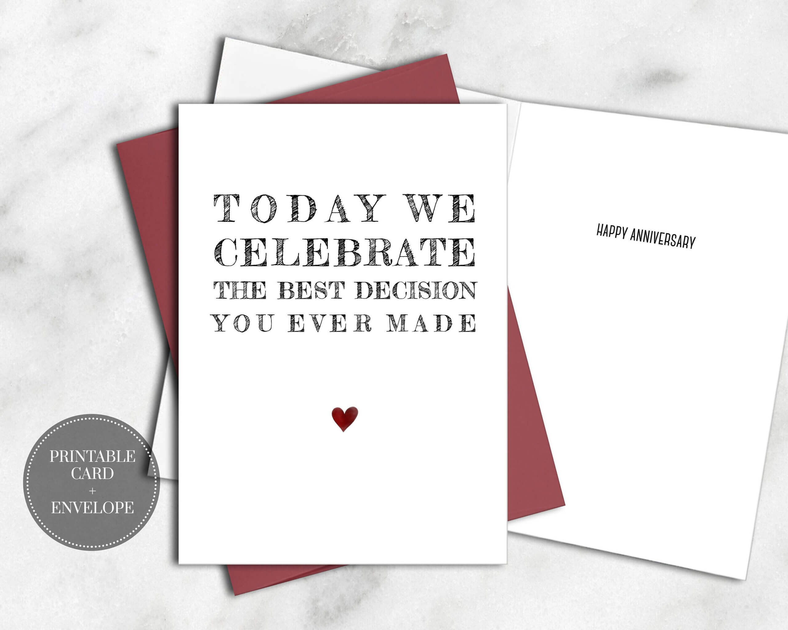 Printable Funny Anniversary Card For Him Instant Download Inside Decision Card Template