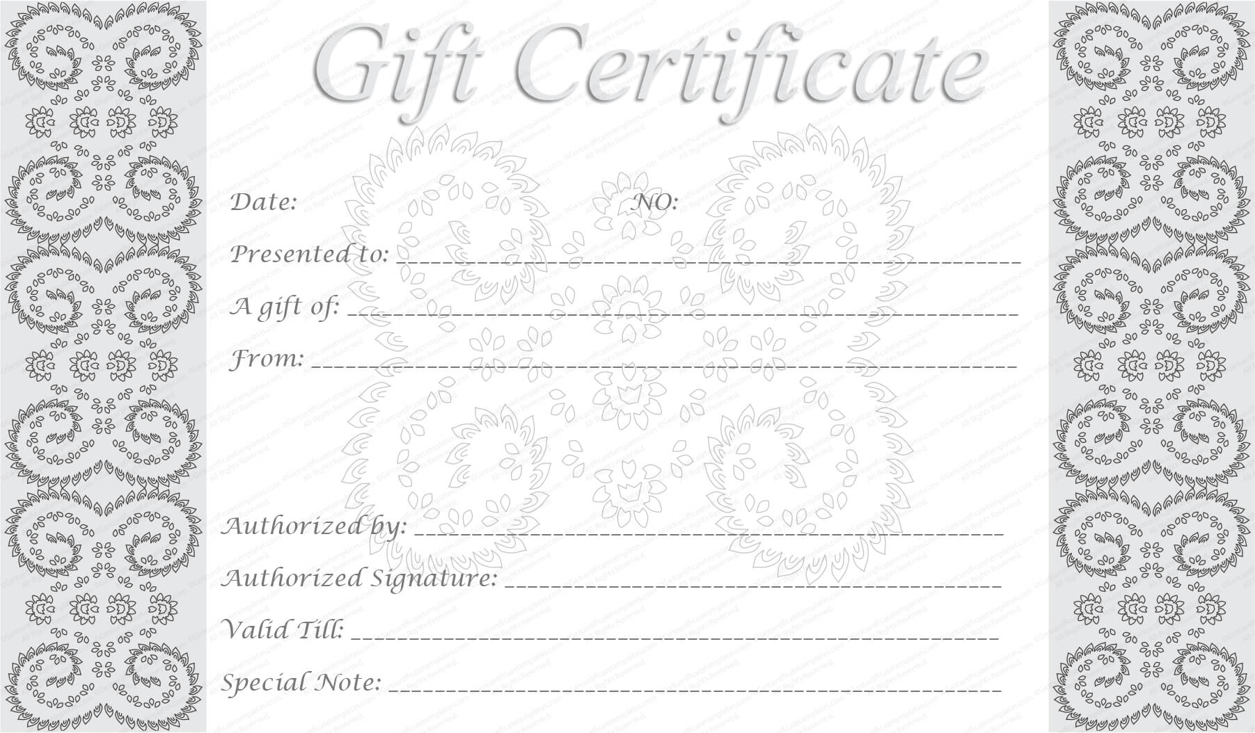 Printable Gift Cards Throughout Black And White Gift Certificate Template Free