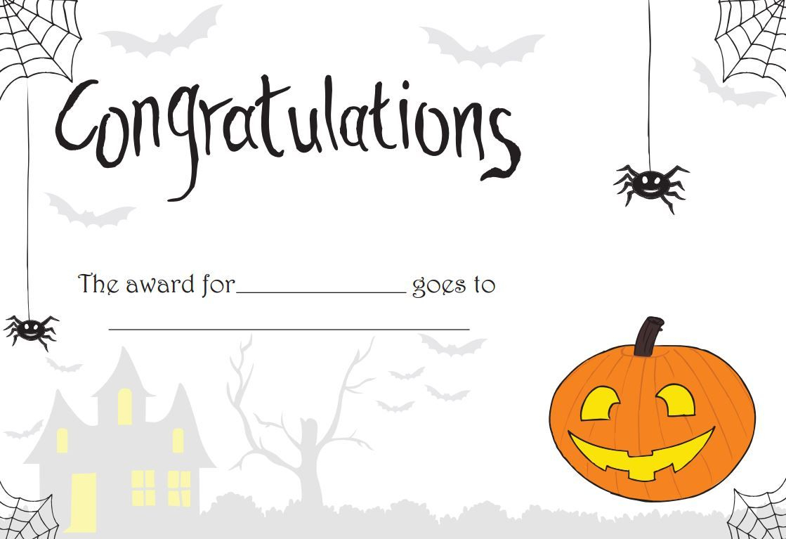 Printable Halloween Certificate – Great For Teachers Or For Regarding Halloween Costume Certificate Template