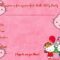 Printable Hello Kitty Birthday Invitation Template | Hello In Hello Kitty Birthday Card Template Free