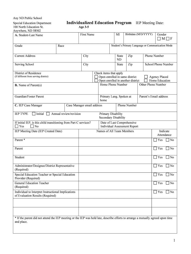 Printable Iep Templates - Fill Online, Printable, Fillable Regarding Blank Iep Template