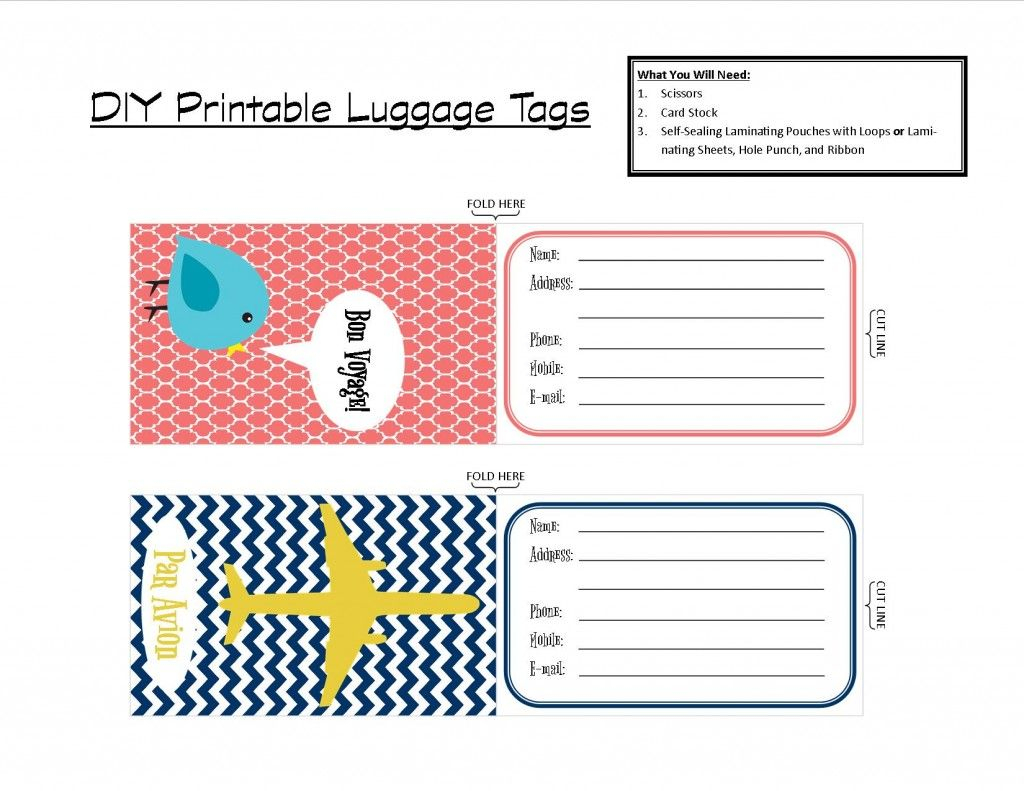 Printable Luggage Tags | Luggage Tag Template Within Blank Luggage Tag Template