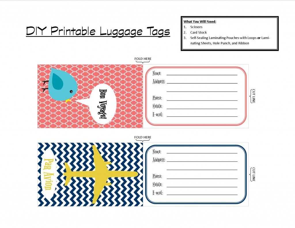 Printable Luggage Tags | Luggage Tag Template Within Blank Luggage Tag Template