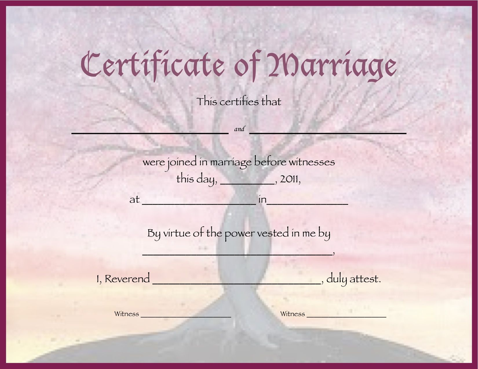 Printable Marriage Certificates | Intwined Marriage With Blank Marriage Certificate Template