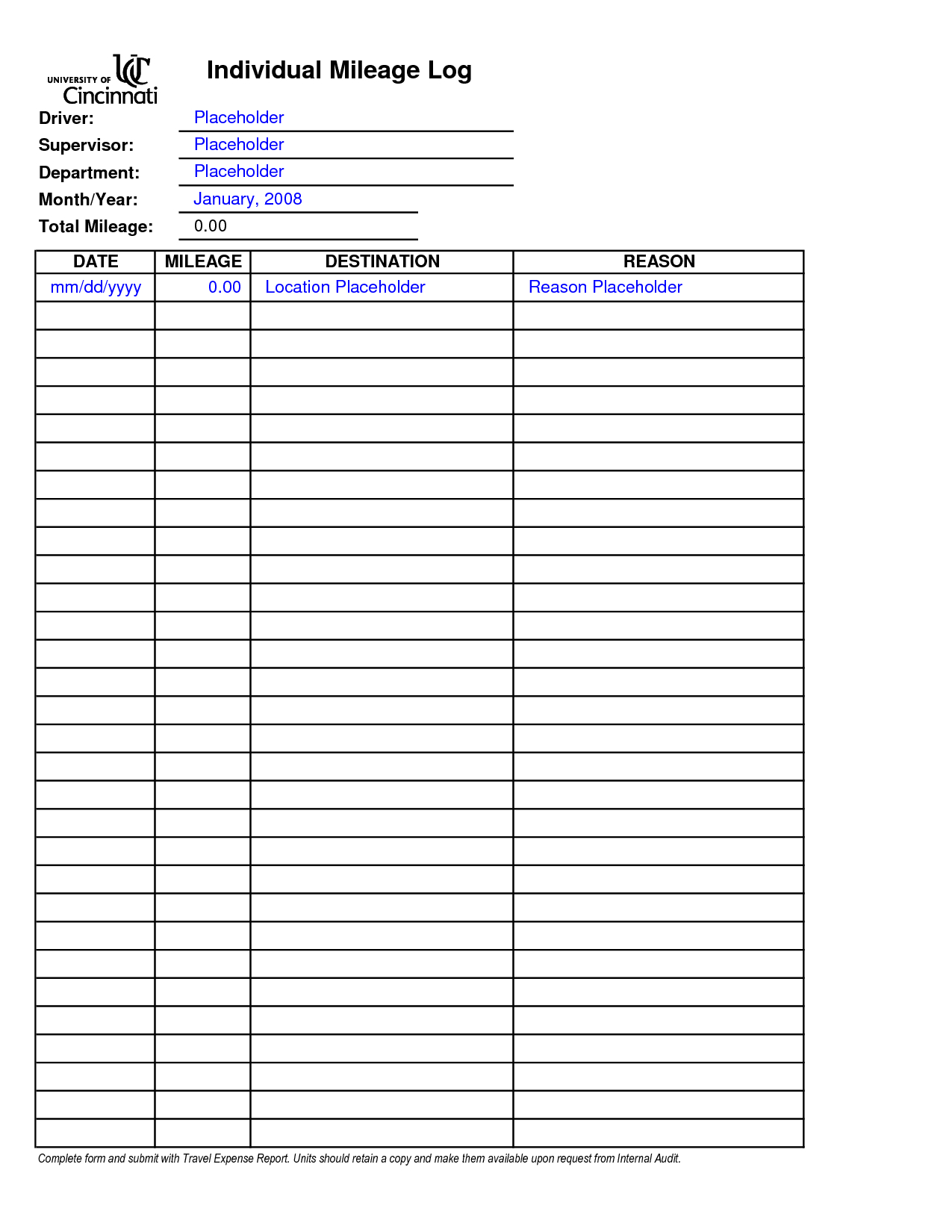 Printable Mileage Log Book | Report Card Template, Templates Pertaining To Mileage Report Template