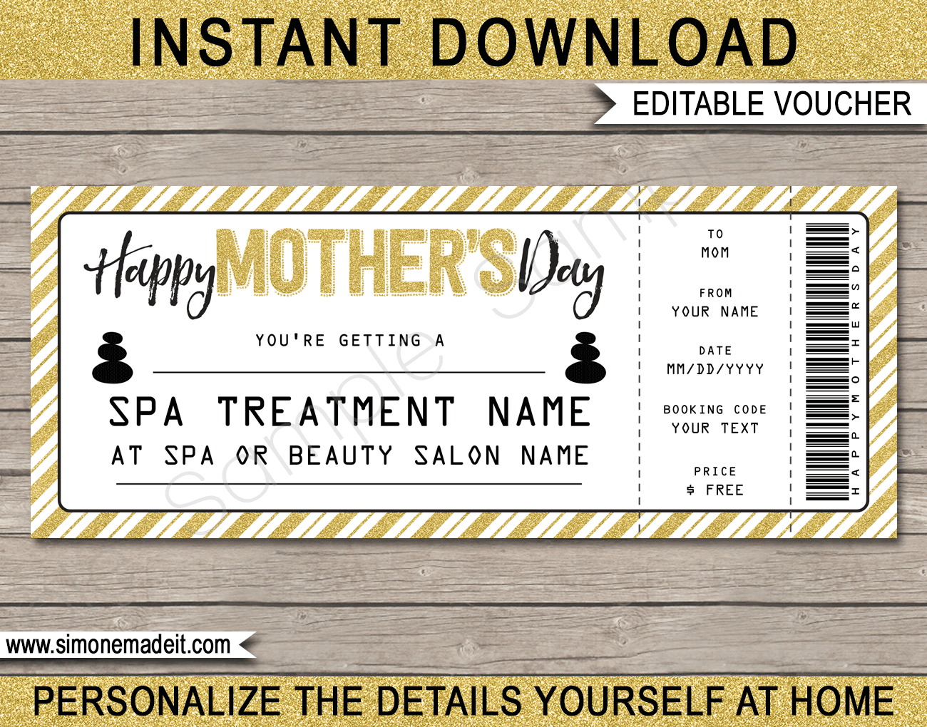 Printable Mother's Day Spa Voucher Template | Spa Gift In Spa Day Gift Certificate Template