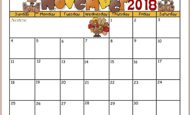 Printable November 2018 Calendar For Kids | Kids Calendar throughout Blank Calendar Template For Kids