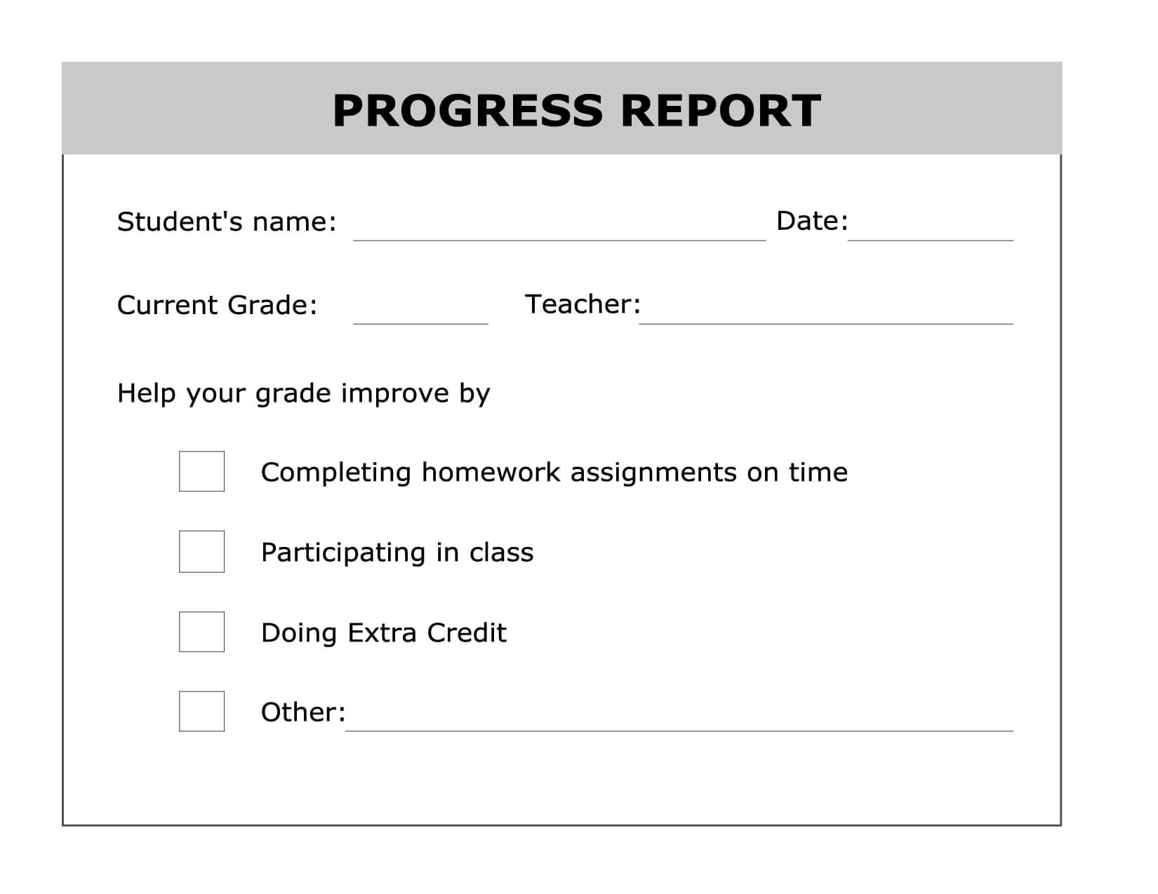 Printable Progress Report Template | Progress Report With Regard To High School Progress Report Template