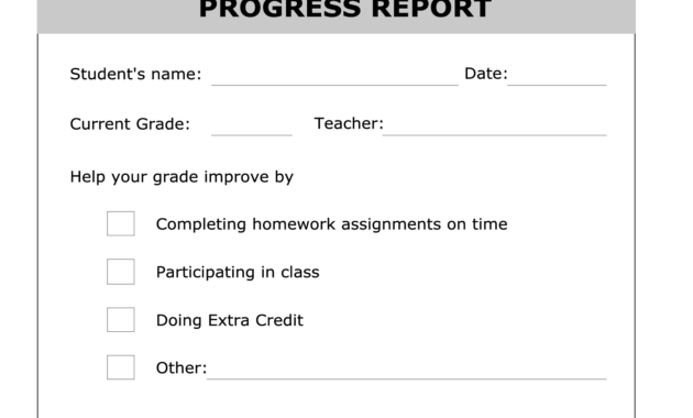 Printable Progress Report Template | Progress Report within Student Grade Report Template