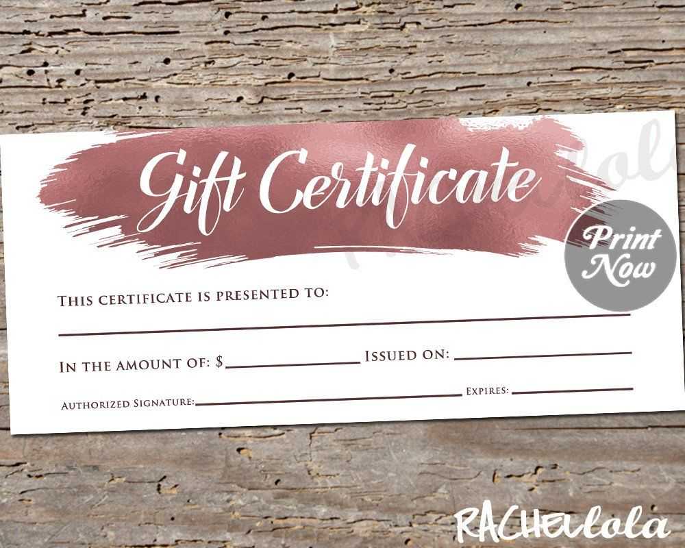 Printable Rose Gold Gift Certificate Template, Photography Inside Mary Kay Gift Certificate Template