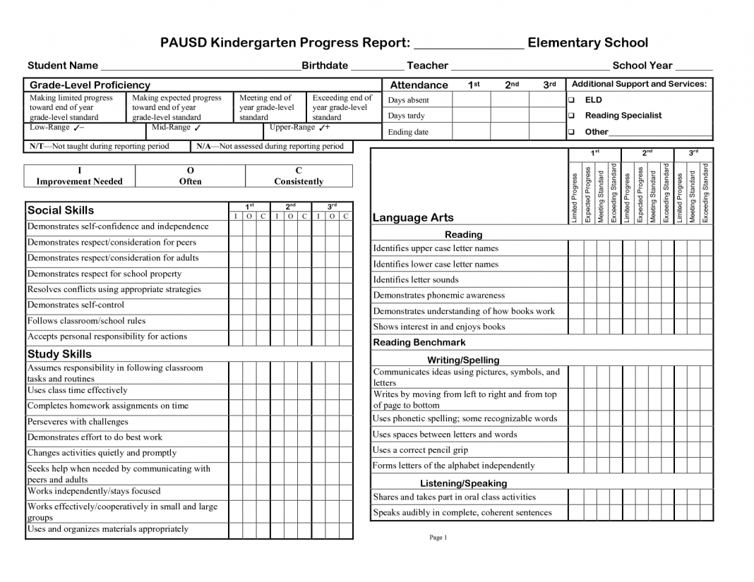 Printable Student Gress Report Template Example Of For Intended For Educational Progress Report Template