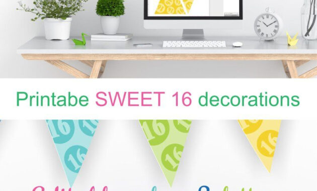 Printable Sweet 16 Decorations - Editable Banner - Customize pertaining to Sweet 16 Banner Template