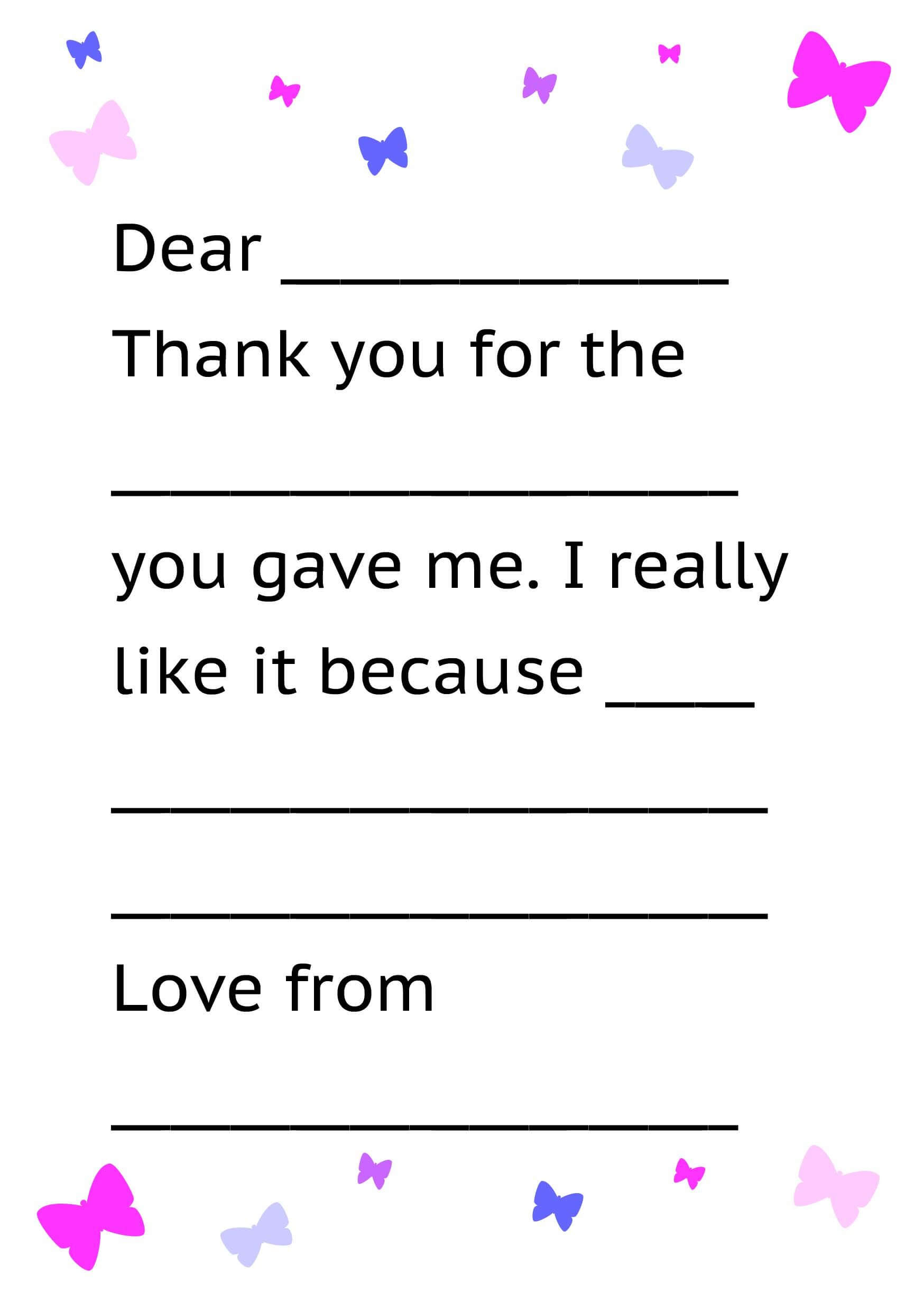 Printable Thank You Card Template For Kids | Letter Template Intended For Thank You Note Card Template