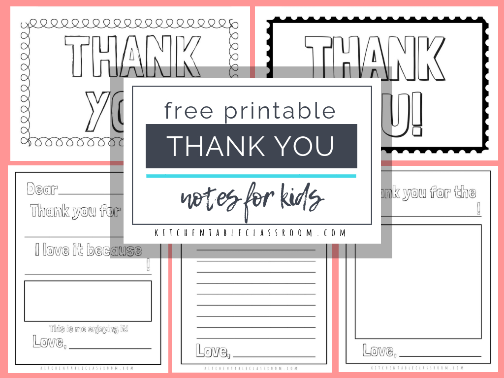 Printable Thank You Cards For Kids – The Kitchen Table Classroom With Regard To Free Printable Thank You Card Template