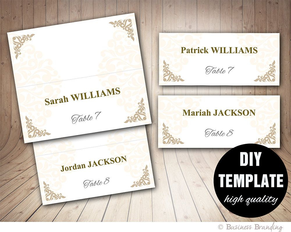 Printable Wedding Placecard Template 3.5X2 Foldover, Diy Intended For Fold Over Place Card Template
