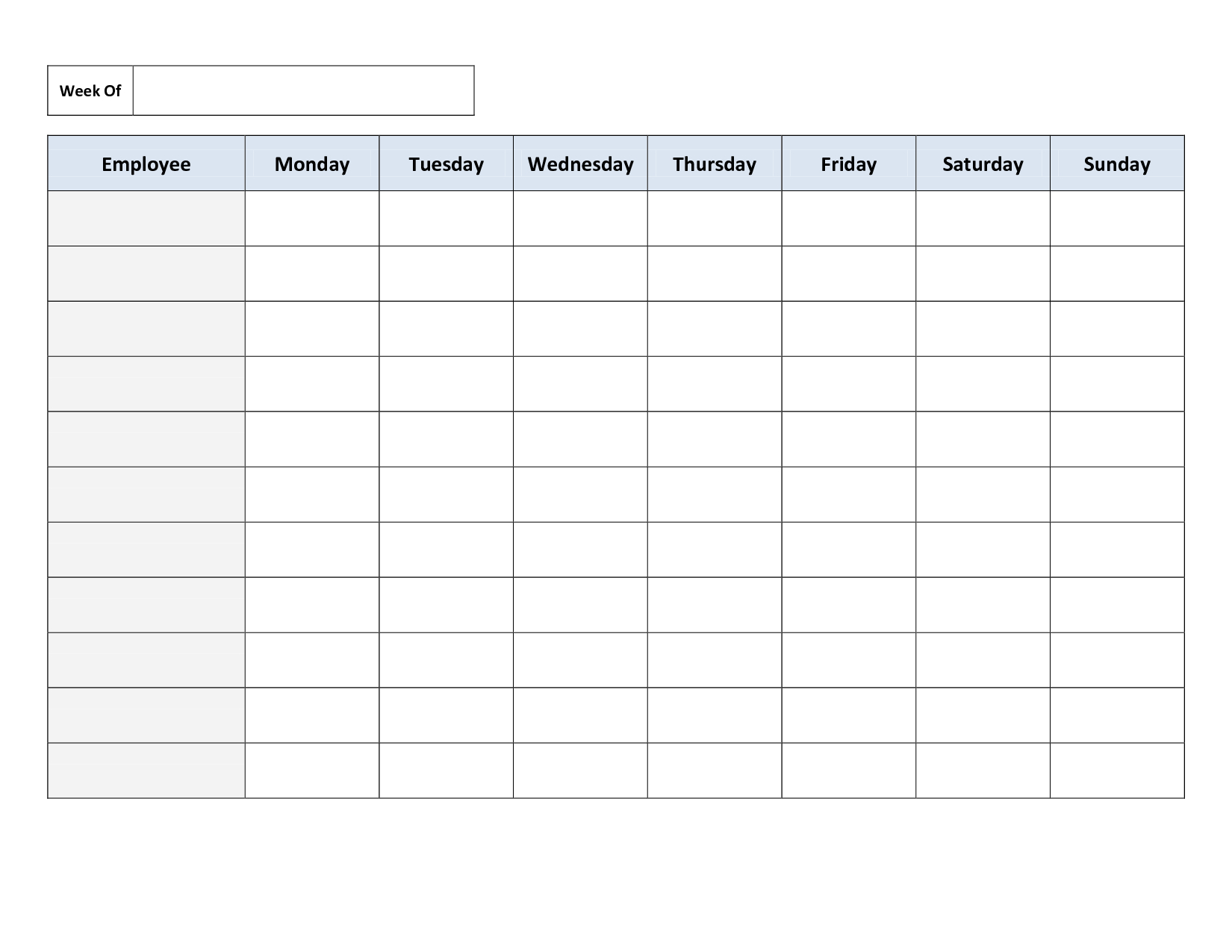 Printable Work Schedule Template – Forza.mbiconsultingltd Regarding Blank Cleaning Schedule Template