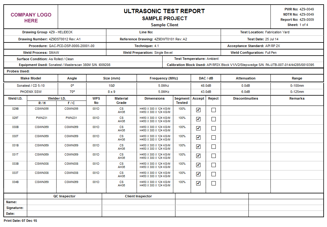 Product Detail With Welding Inspection Report Template