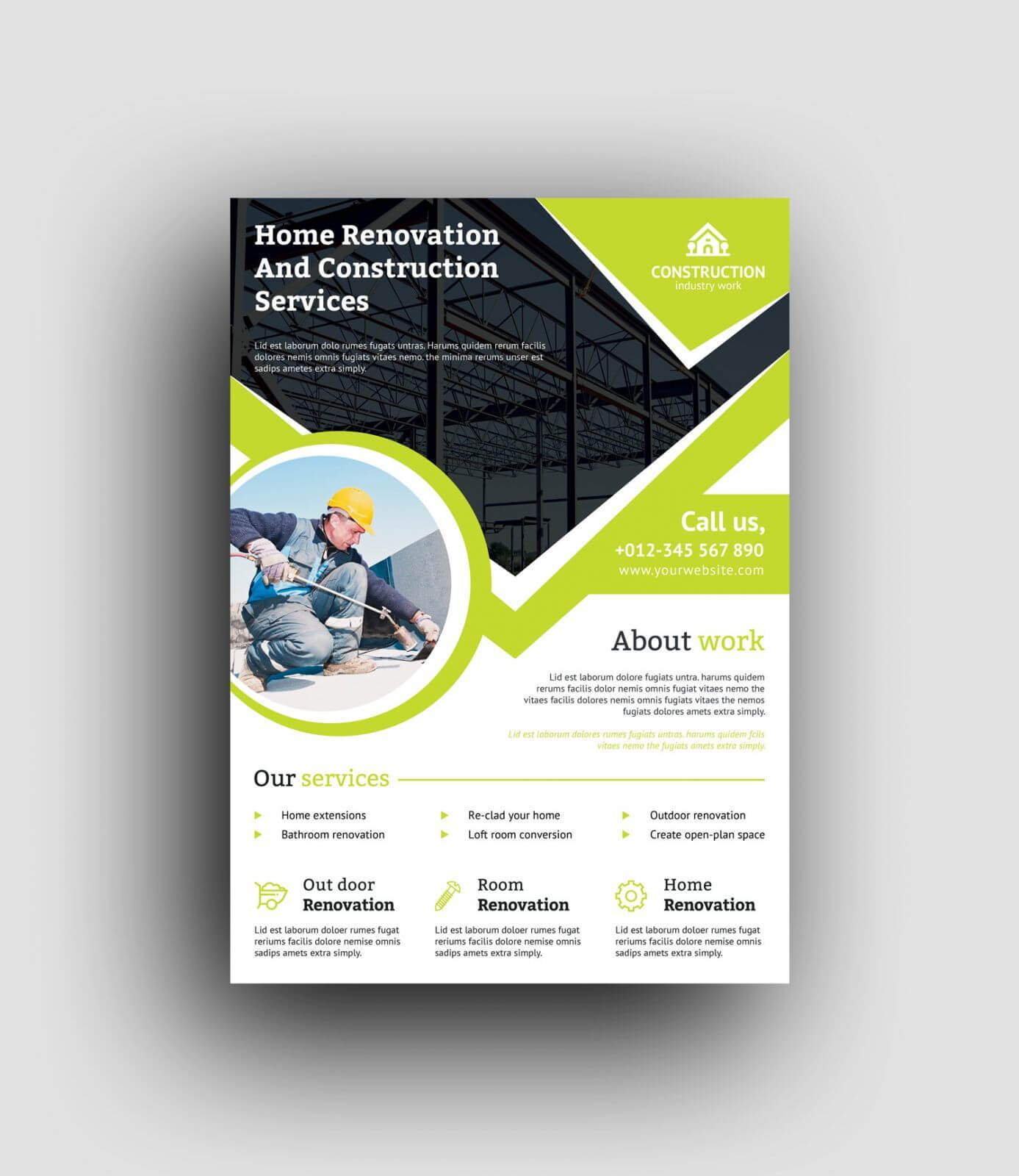 Professional Construction Flyer Design Template 001493 Regarding Professional Brochure Design Templates