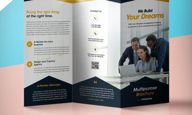 Professional Corporate Tri-Fold Brochure Free Psd Template for 3 Fold Brochure Template Psd