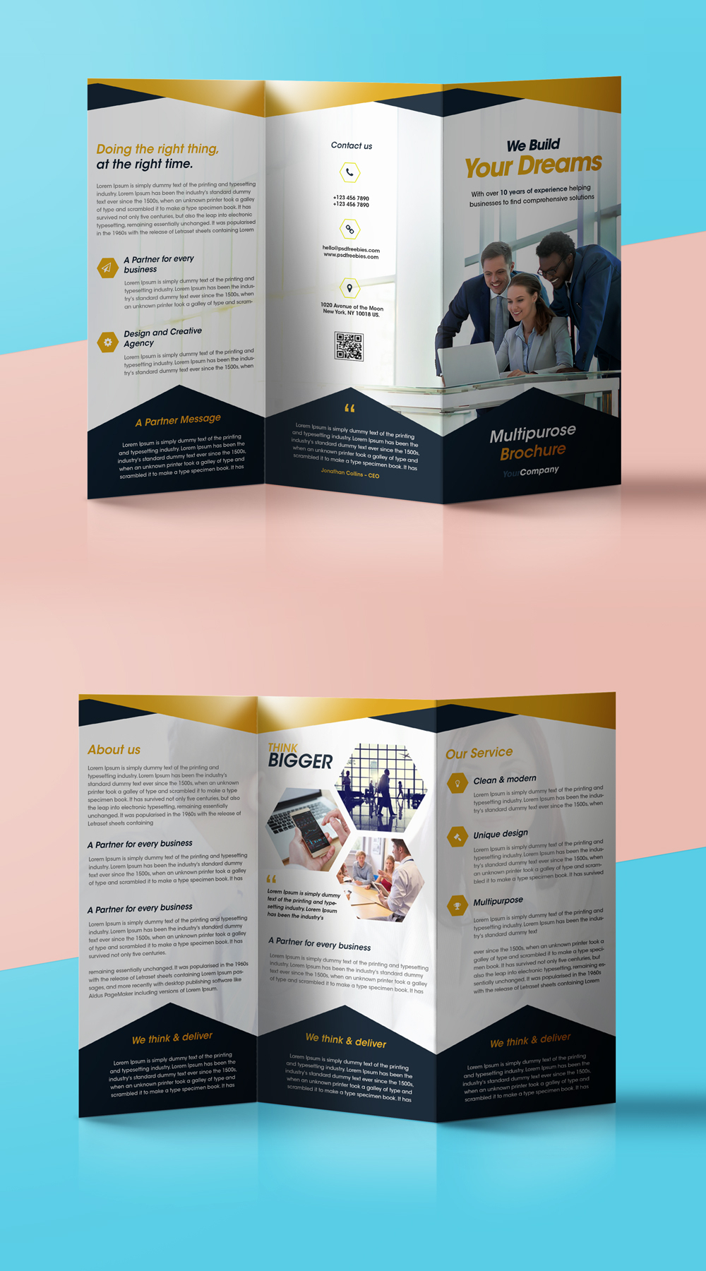 Professional Corporate Tri Fold Brochure Free Psd Template Throughout 2 Fold Brochure Template Psd