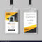 Professional Id Card Template With Yellow Details Intended For Conference Id Card Template