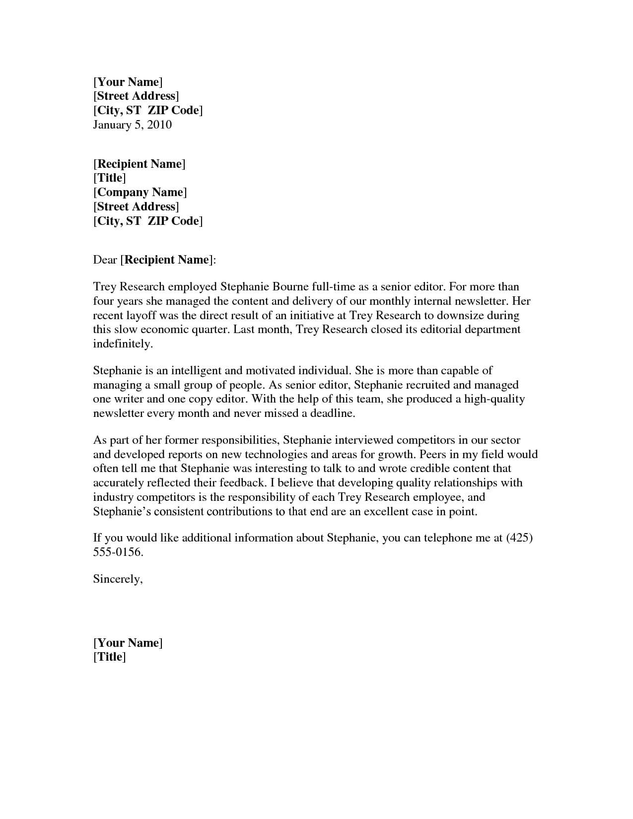 Professional Reference Letter Template Word – Business Form Throughout Business Reference Template Word