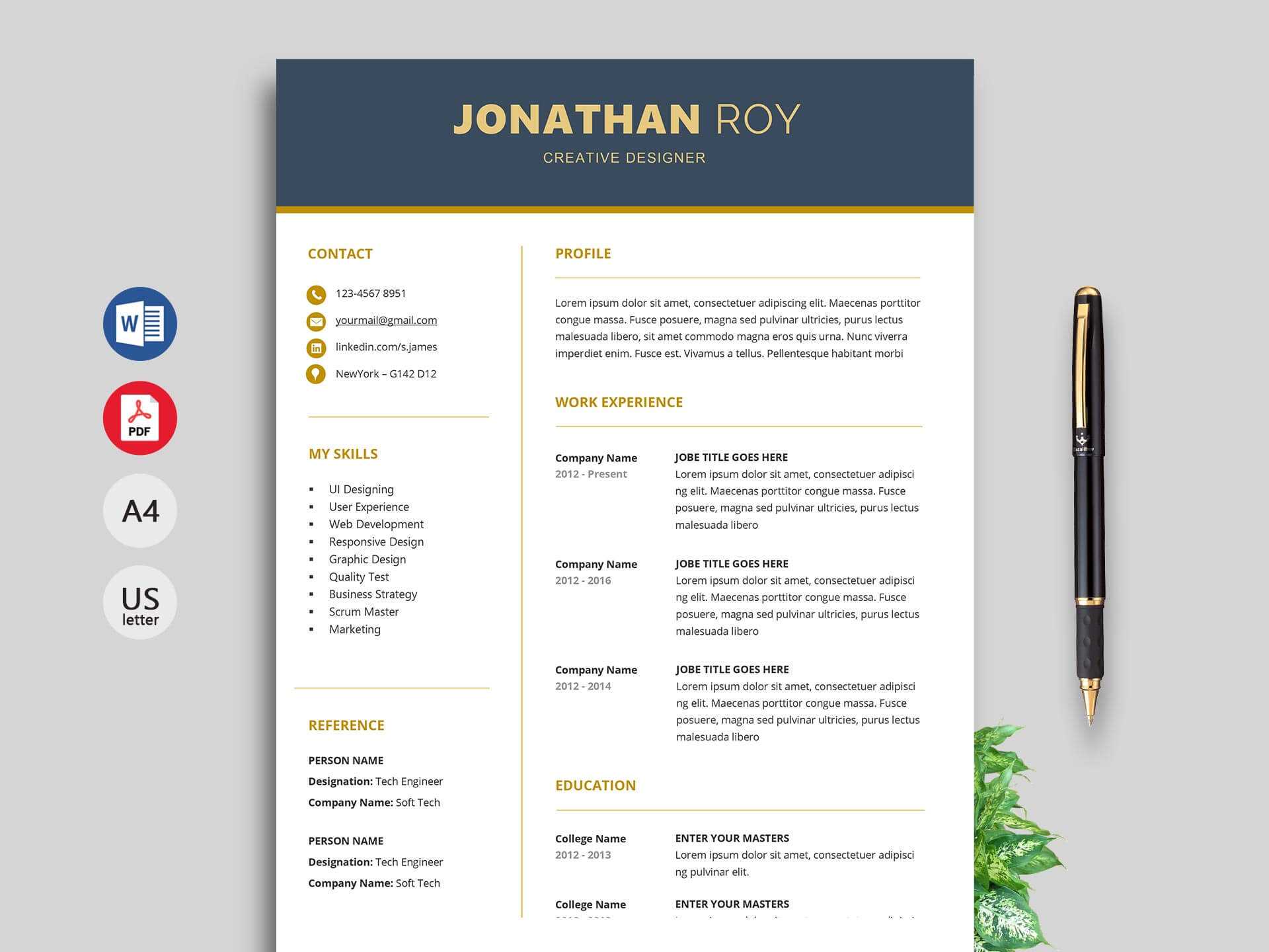 Professional Resume Template 2013 – Ironi.celikdemirsan Within Resume Templates Word 2013