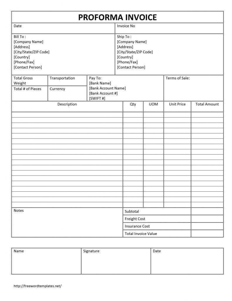 Proforma Invoice Template Word | Invoice Example With Free Proforma Invoice Template Word