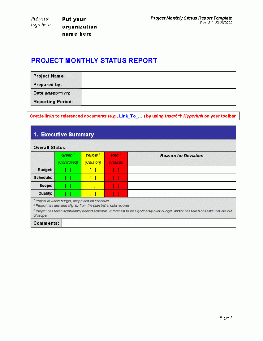 Progress Monthly Status Report (Word) – Flevypro Document Throughout Monthly Status Report Template