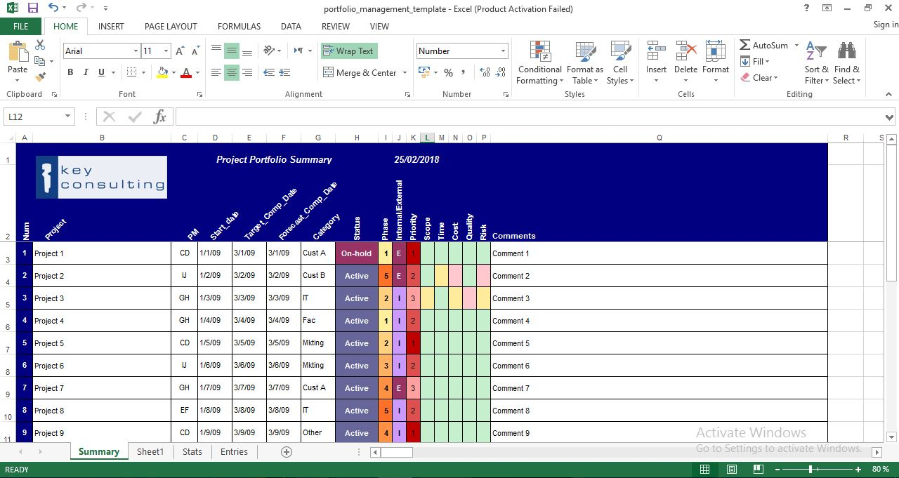 Project Portfolio Management Excel Template – Engineering With Portfolio Management Reporting Templates