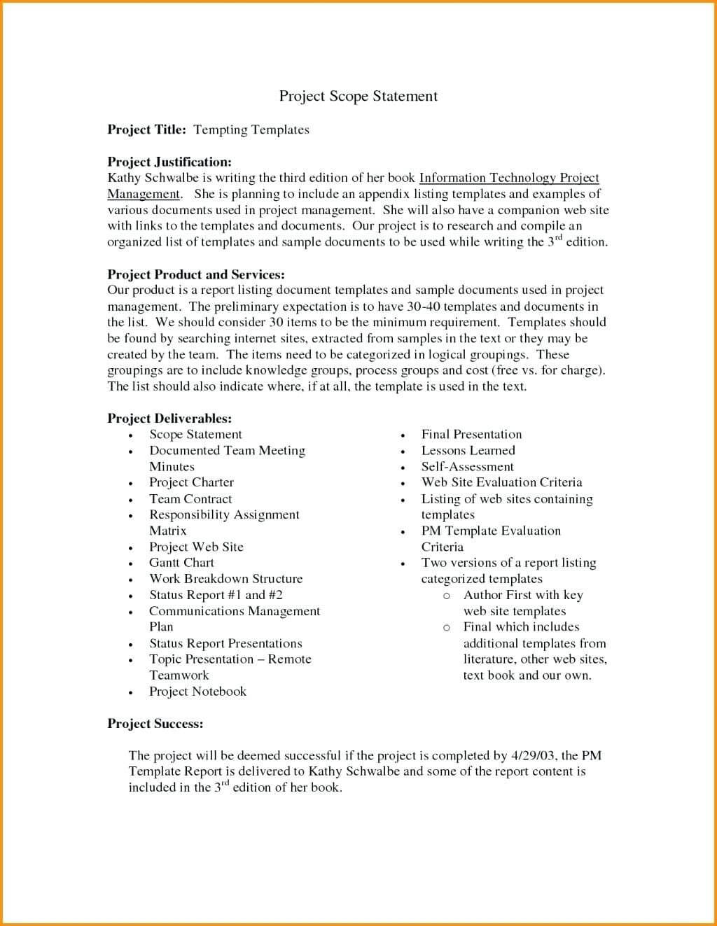 Project Scope Management Plan Template Free Example Pdf Regarding Team Charter Template Powerpoint