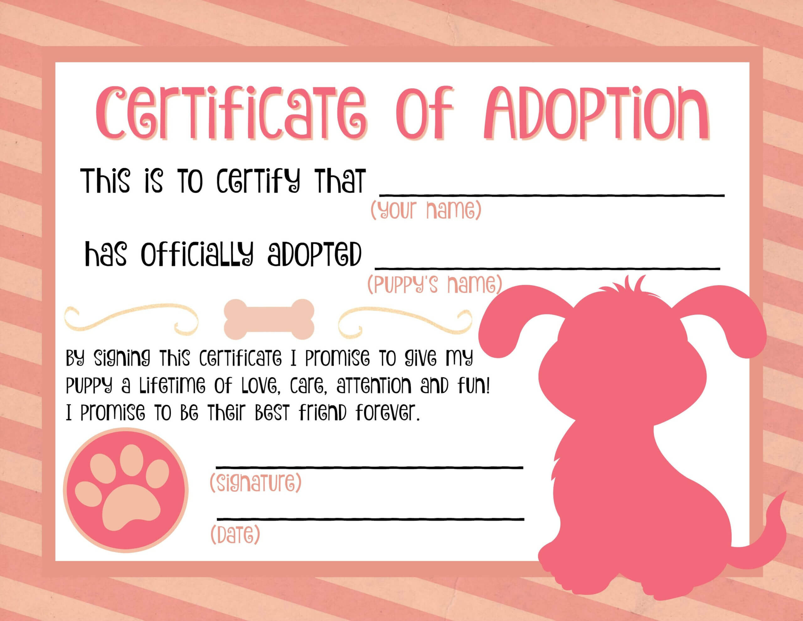 Puppy Adoption Certificate … | Adoption Certificate, Puppy Regarding Toy Adoption Certificate Template