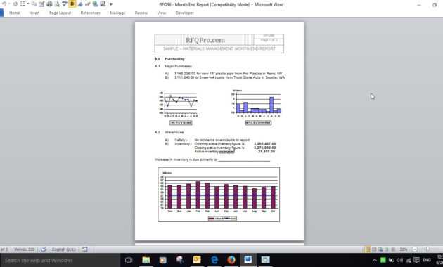 Purchasing Month End Report Example - Rfp Templates &gt;&gt; Rfq regarding Month End Report Template