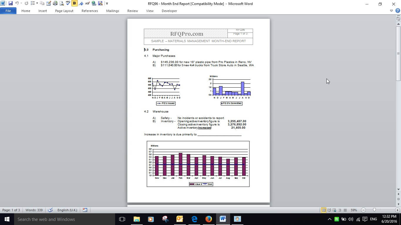 Purchasing Month End Report Example - Rfp Templates >> Rfq Regarding Month End Report Template