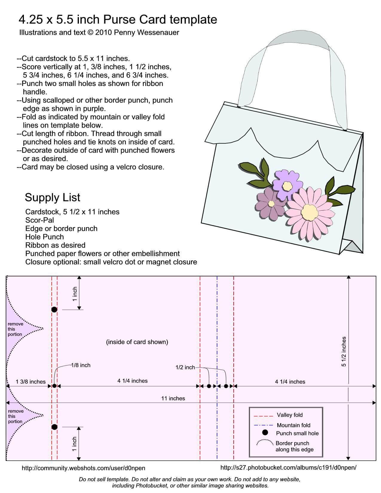 Purse Card Template – Size A2 ( 4.25 X 5.5) | Step Cards Intended For A2 Card Template