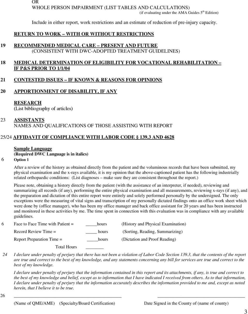 Qme Report Sample Template Medical Legal Workers Within Medical Legal Report Template