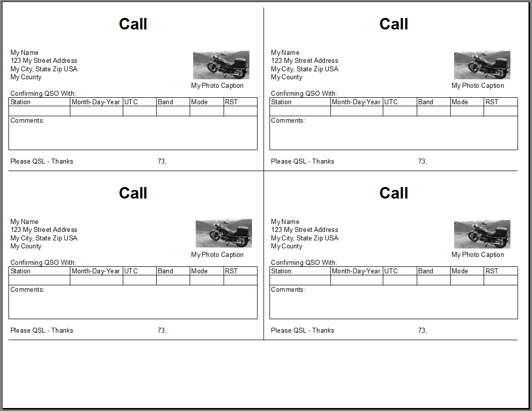 Qsl Cards From Excel Spreadsheet In Qsl Card Template