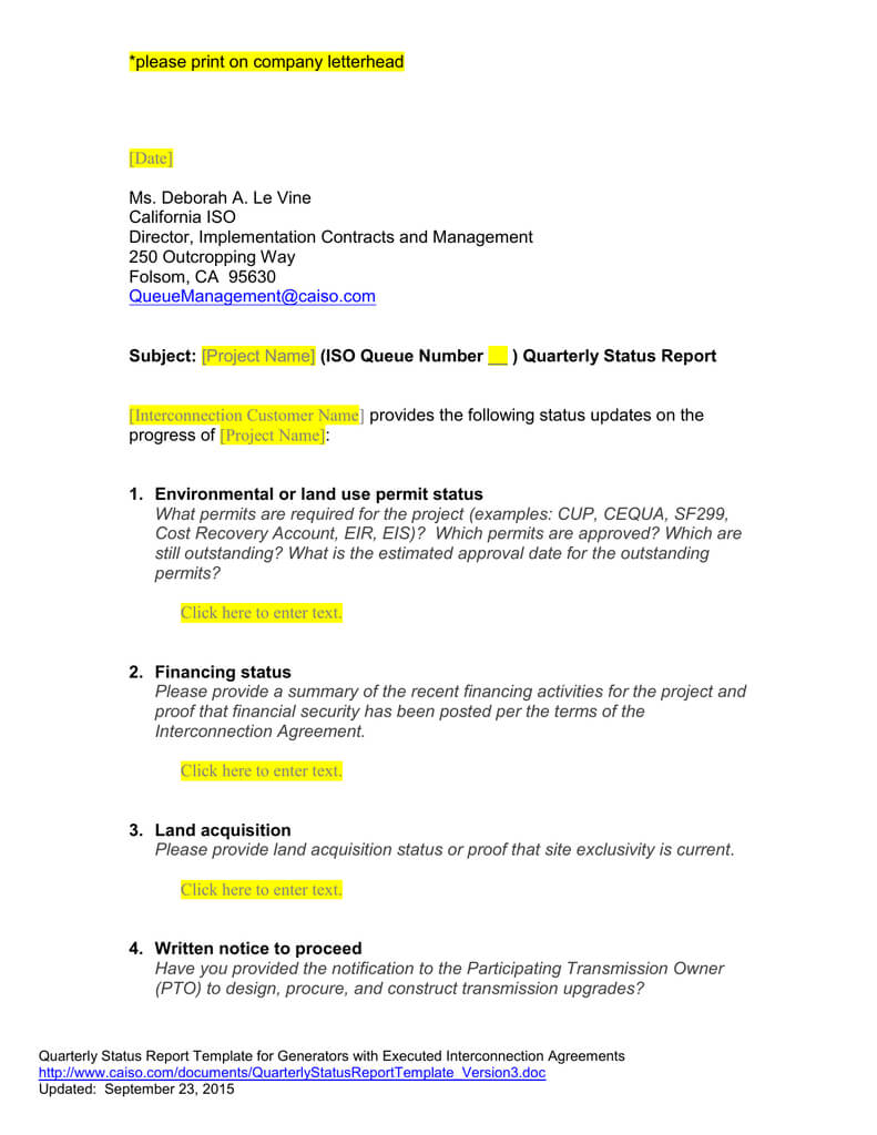 Queue Management Quarterly Status Report Template With Regard To Project Implementation Report Template