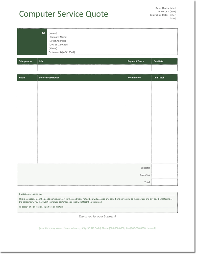 Quotation Templates – Download Free Quotes For Word, Excel Regarding Work Estimate Template Word