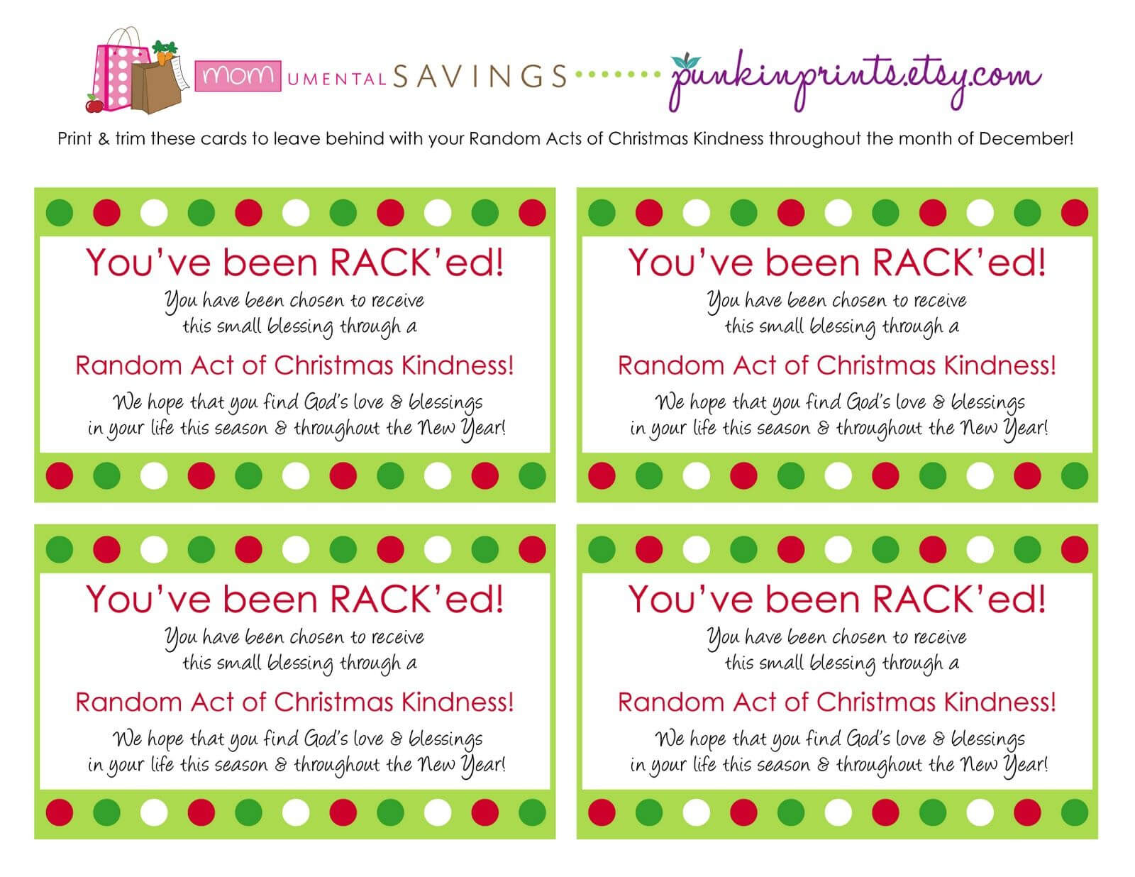 Random Act Of Christmas Kindness Cards | Get The Rack'd Pertaining To Random Acts Of Kindness Cards Templates