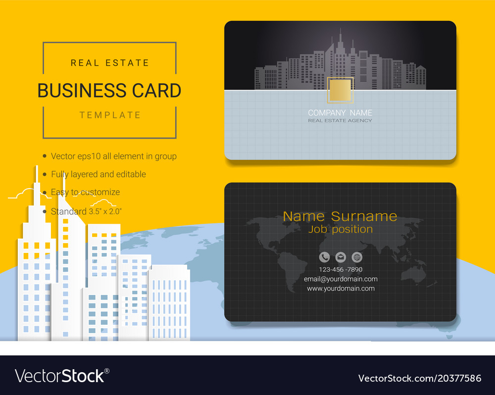 Real Estate Business Card Or Name Card Template For Real Estate Agent Business Card Template
